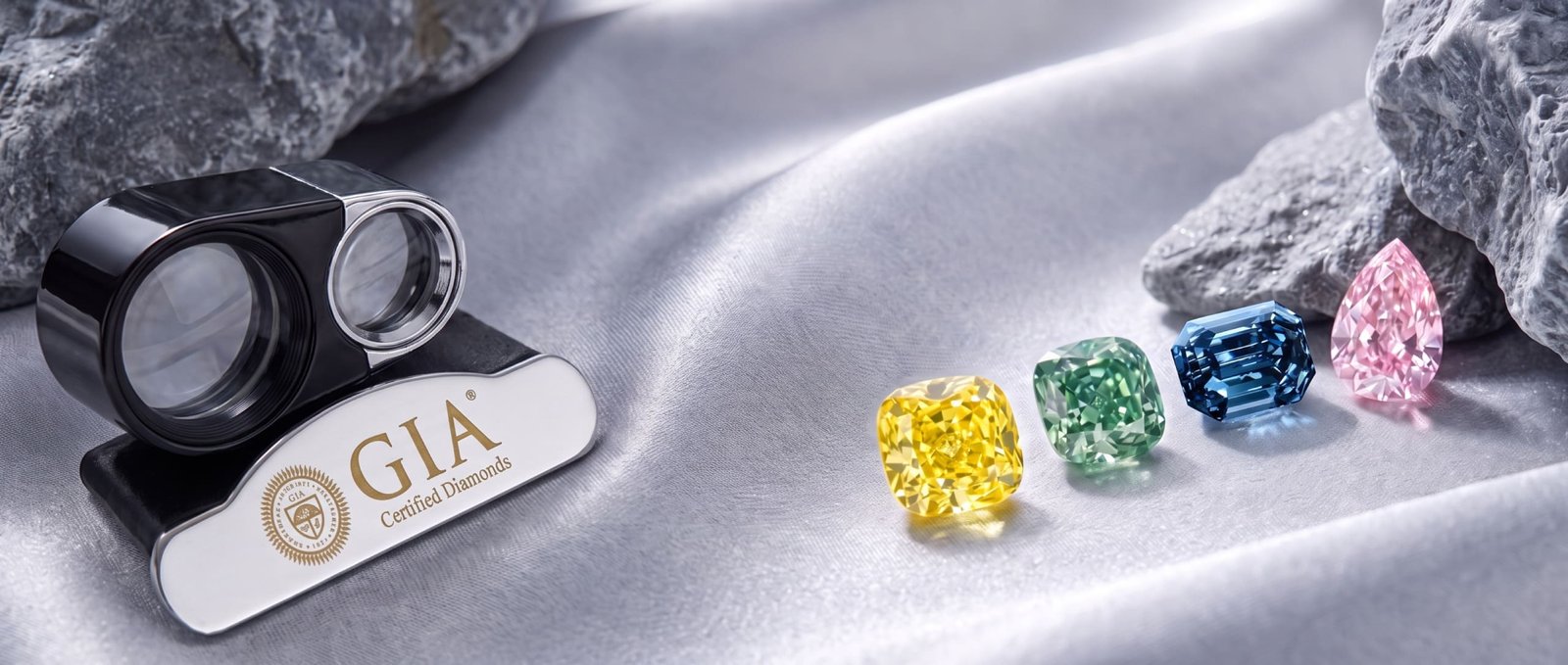 Rare natural gemstones presented on a dark surface